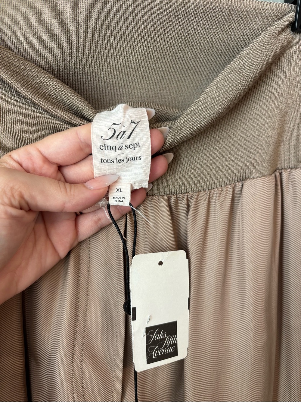 NWT Cinq à Sept Giles Khaki Cupro Cargo Jogger Pants Size XL - Picture 11 of 11